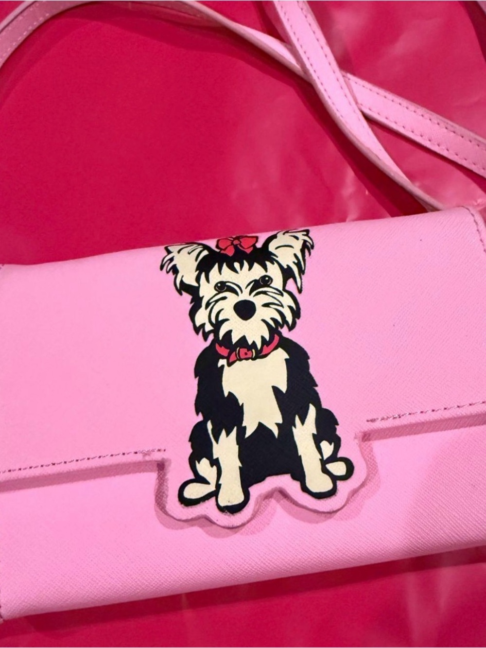 Marc Tetro Yorkie Print Pink Crossbody Bag
